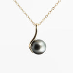 Sol and Venus 14K Solid Gold Wishbone Peg Pendant with Black Tahitian Pearl