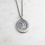 Sterling Silver St. Christopher Oval Pendant Charm Necklace