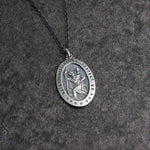 Sterling Silver St. Christopher Oval Pendant Charm Necklace