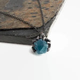 Sterling Silver Necklace with Blue Fluorite Charm Pendant