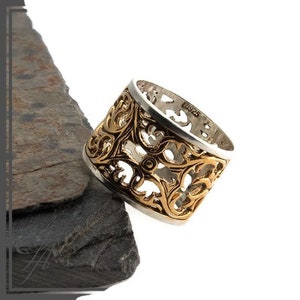 Sol and Venus Gold Silver Band Engagement Handmade Ring