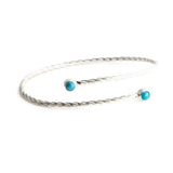 Sol and Venus Sleeping Beauty Turquoise 4mm Double Stone Cuff Bracelet in Sterling Silver