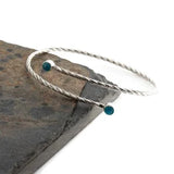 Sol and Venus Sleeping Beauty Turquoise 4mm Double Stone Cuff Bracelet in Sterling Silver