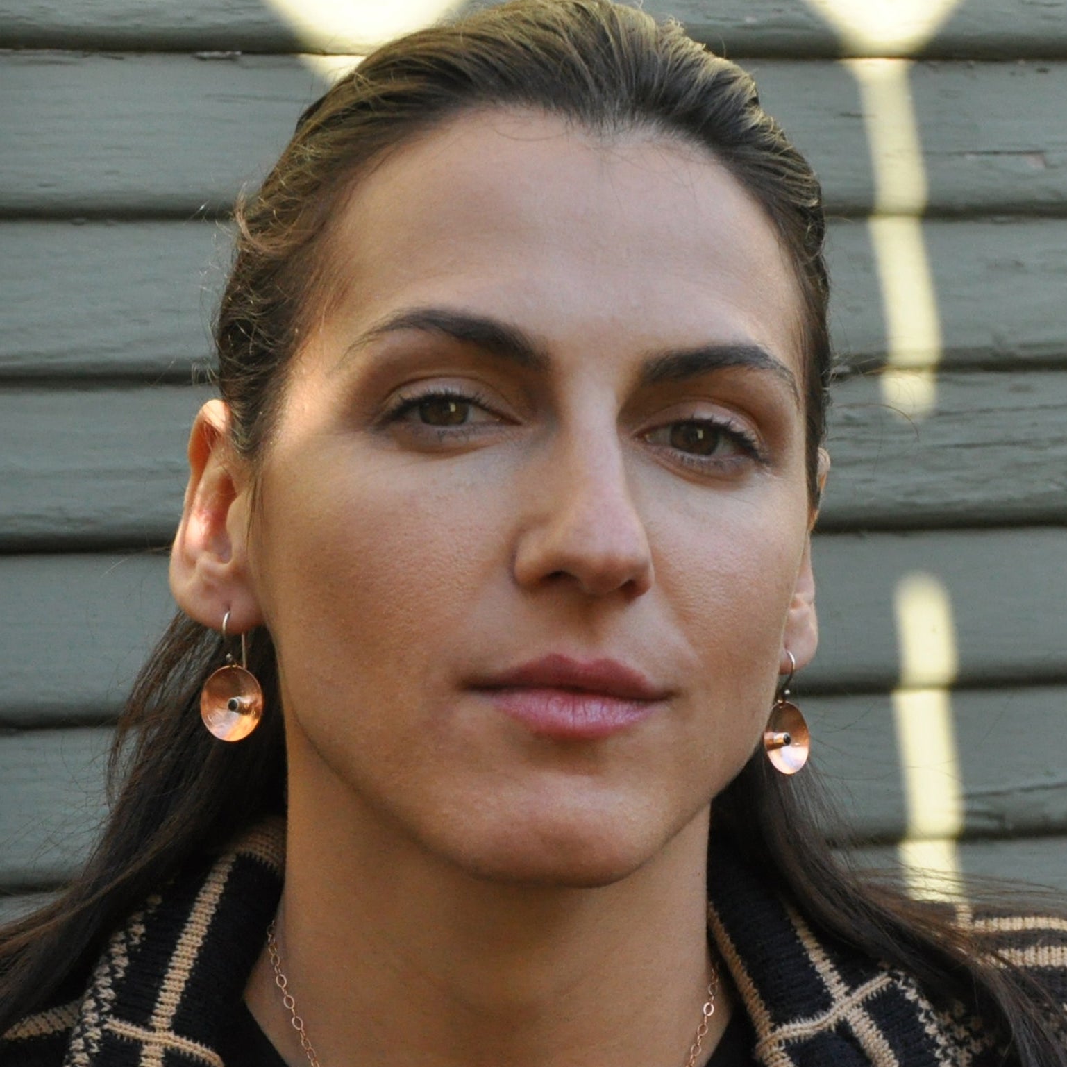 Copper and Sterling Silver Dangle Hook Earrings