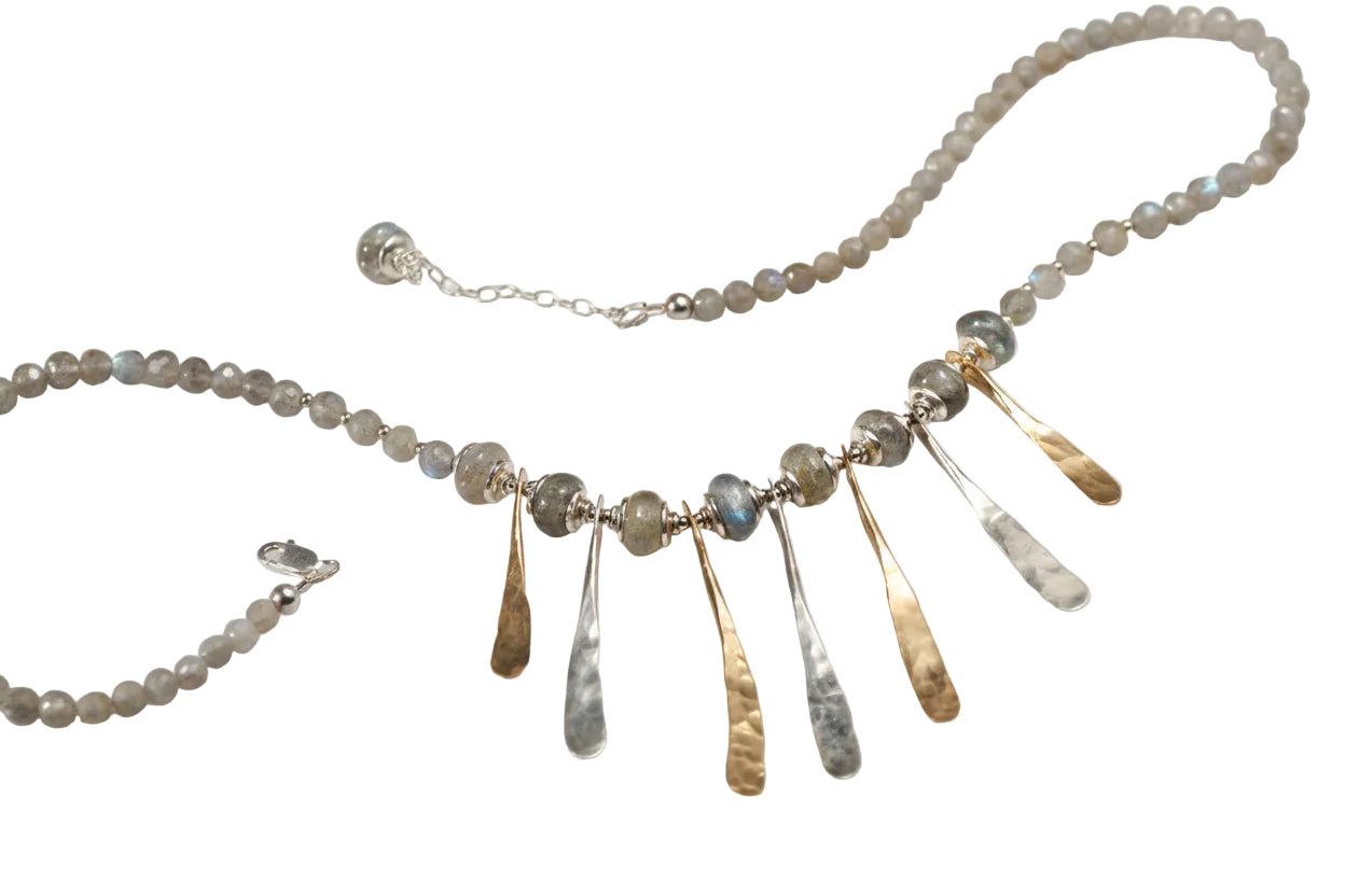 Sterling Silver & Gold Filled Labradorite Necklace