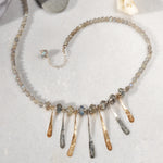 Sterling Silver and Gold Filled Necklace with Labradorite Stones