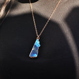 Sol and Venus Rose Gold Necklace with Large Labardorite Pendant