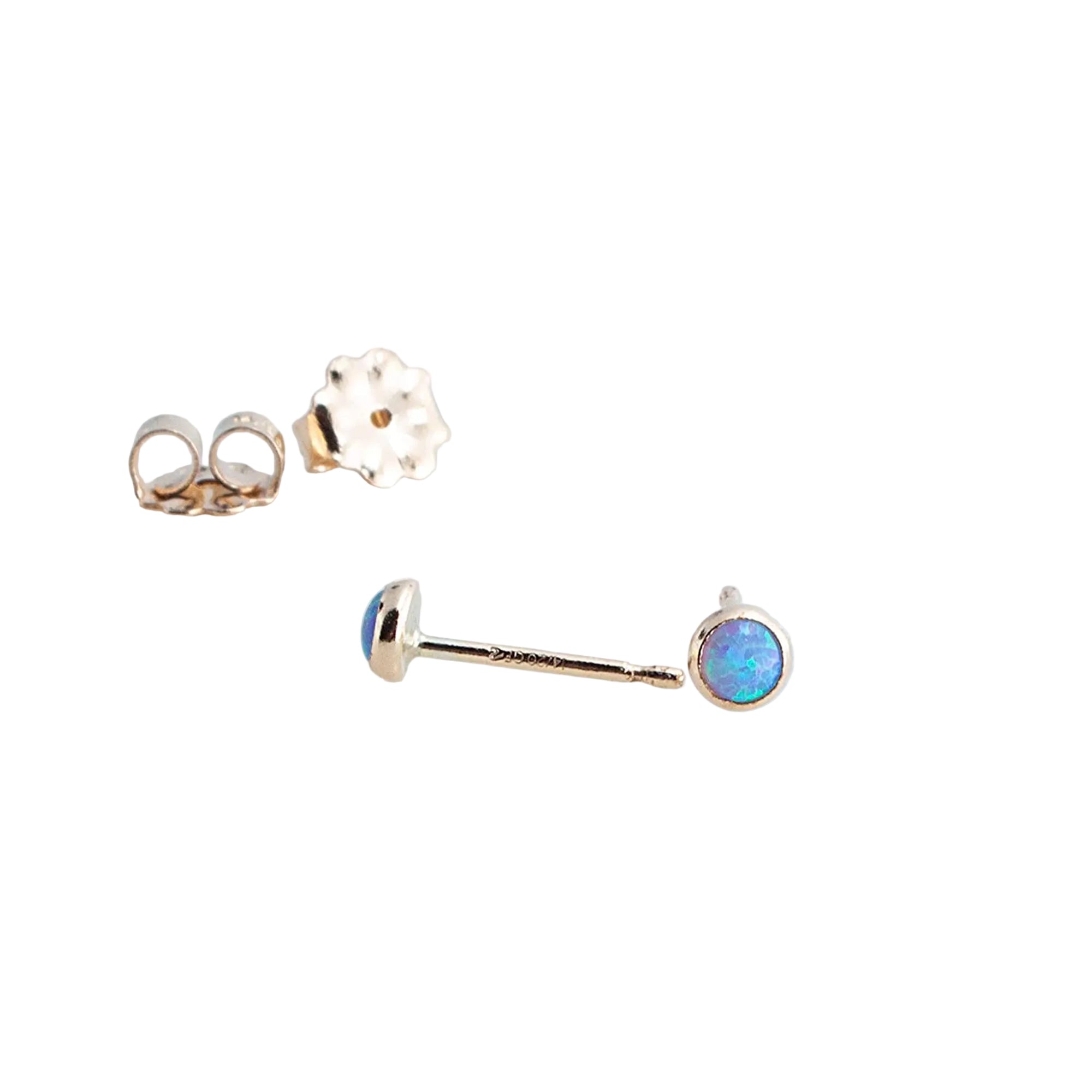 Gold-Filled Light Blue Tiny Stud Earrings