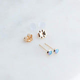 Gold Filled Tiny Stud Earrings with Light Blue Opal 3 mm