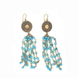 Sol and Venus Gold Filled and Bronze Earrings with Aquamarine and Turquoise Beads