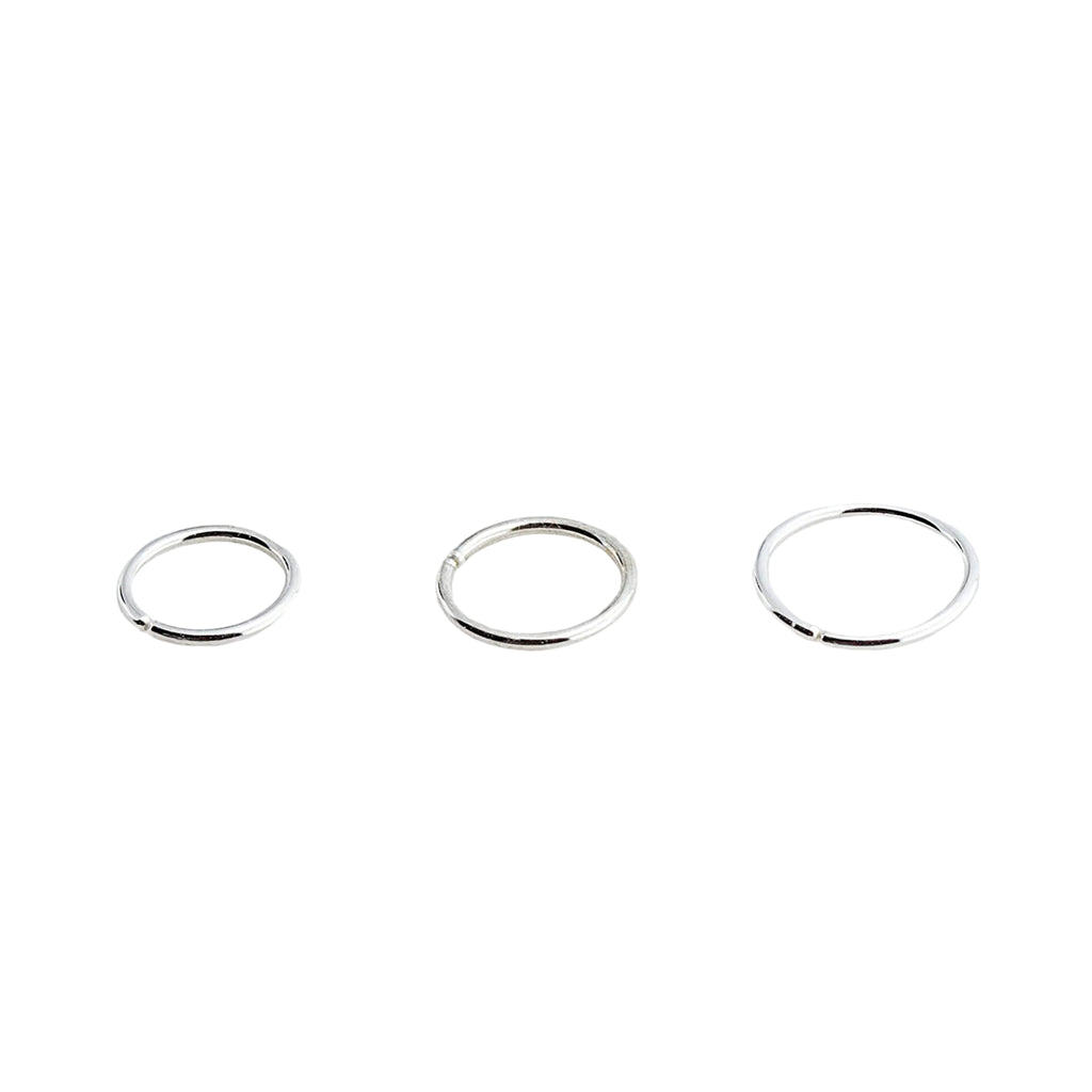 20 GA Sterling Silver Mismatched Hoop Earrings Set (6mm, 7mm & 8mm)