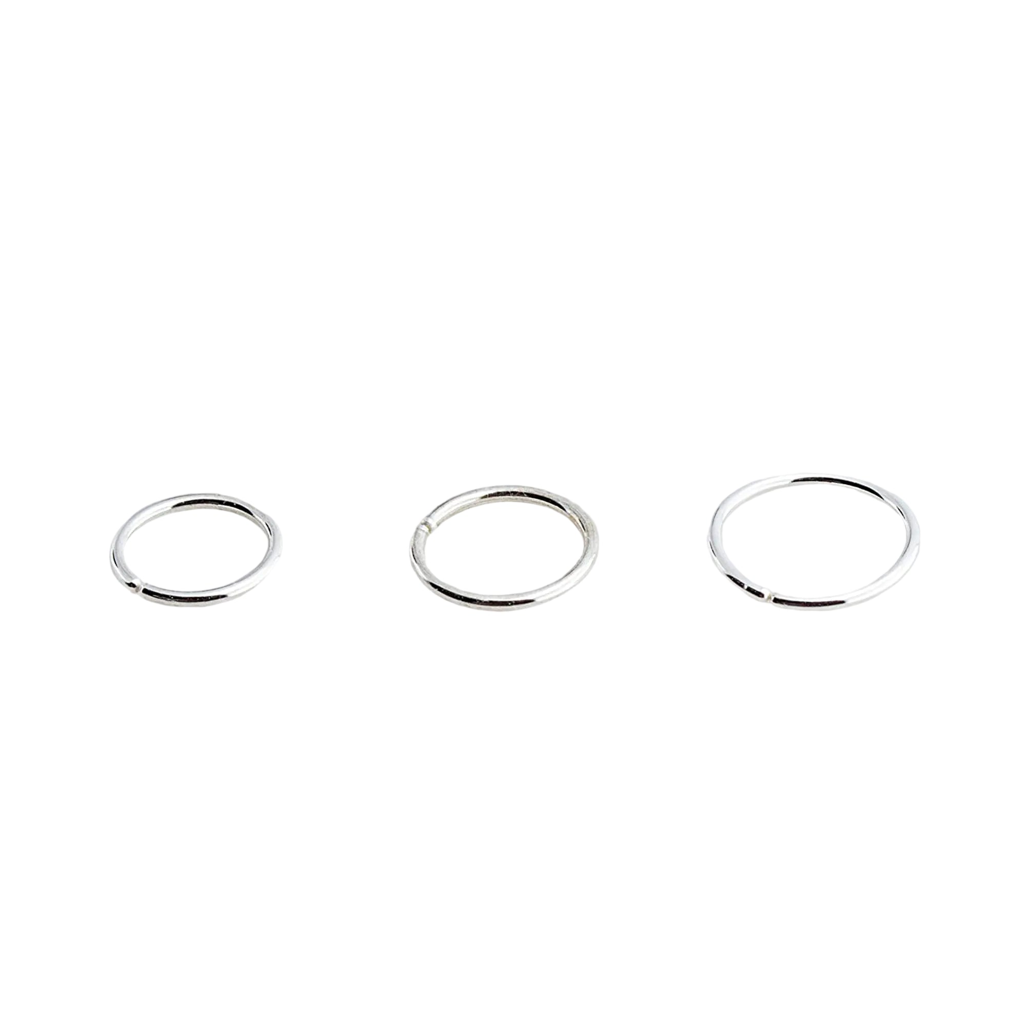 20 GA Sterling Silver Mismatched Hoop Earrings Set (6mm, 7mm & 8mm)