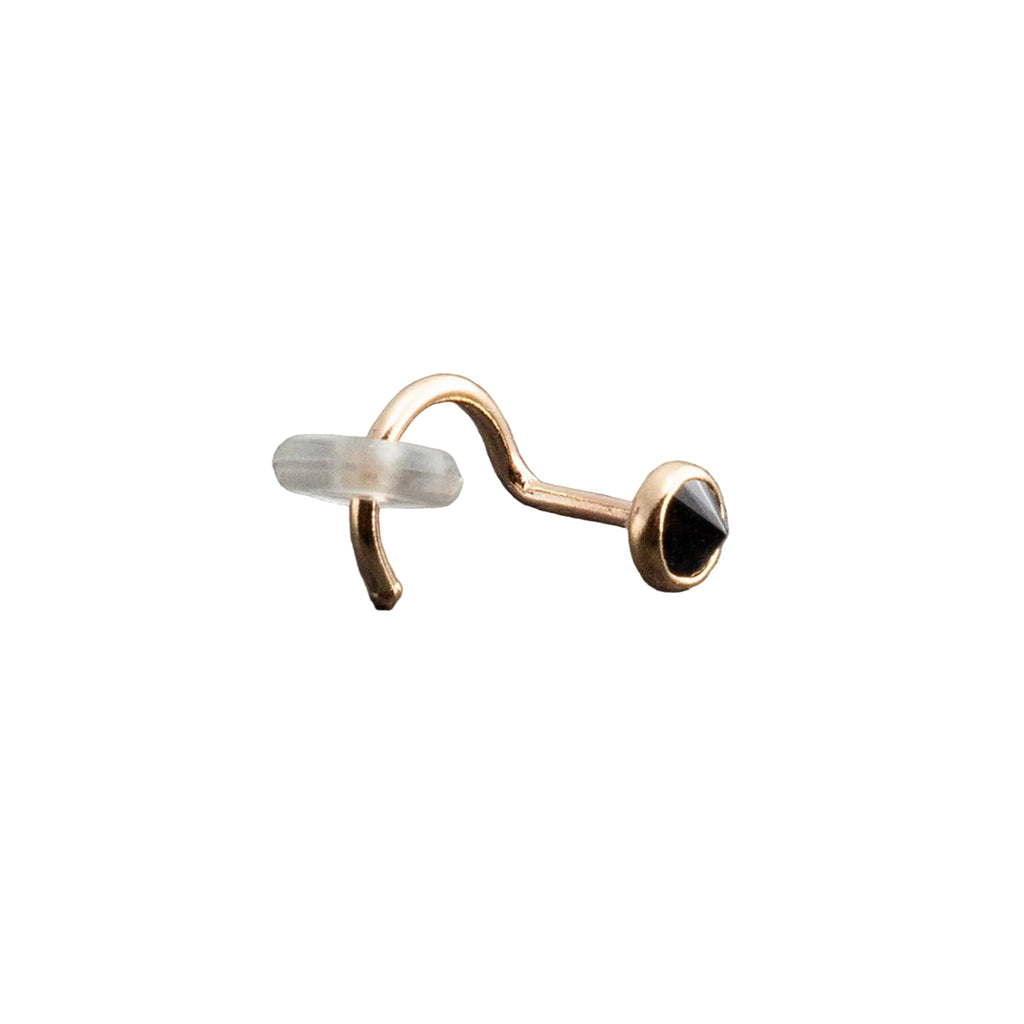 14K Solid Gold Black Spinel Nose Screw Stud