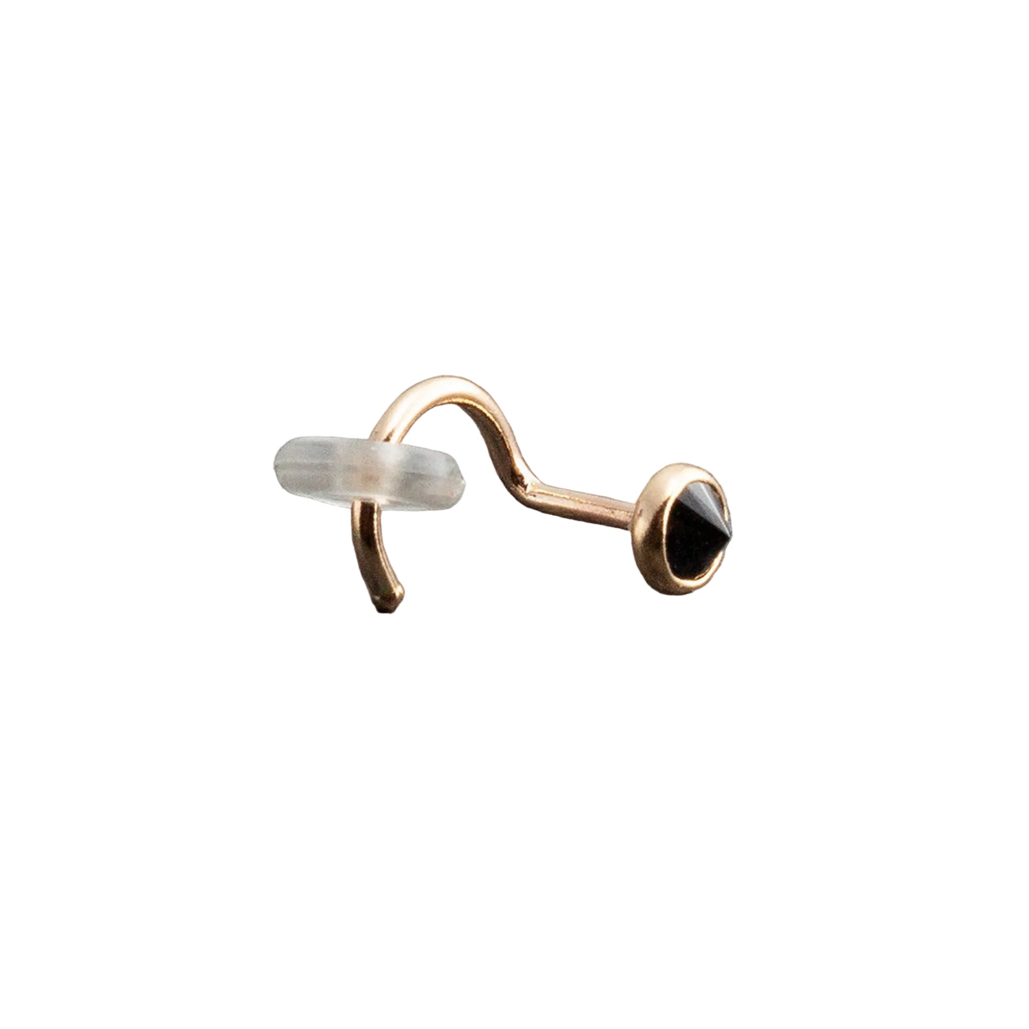 14K Solid Gold Black Spinel Nose Screw Stud
