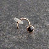 SOLID GOLD Nose Screw with Black Spinel for the Right Side