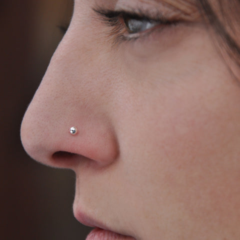 Sterling Silver Nose Screw Stud with Silver Ball for the Left-Right Side