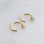 Gold Filled Small Hoop Earrings with Opal