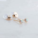 Gold Filled Tiny Stud Earrings with White Opal 3 mm