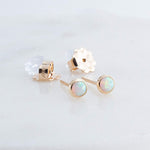 Gold Filled Tiny Stud Earrings with White Opal 3 mm