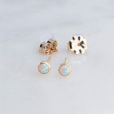 Gold Filled Tiny Stud Earrings with White Opal 3 mm