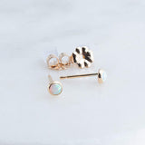 Gold Filled Tiny Stud Earrings with White Opal 3 mm