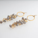 Sol and Venus Long Gold Earrings with Labradorite and Citrine