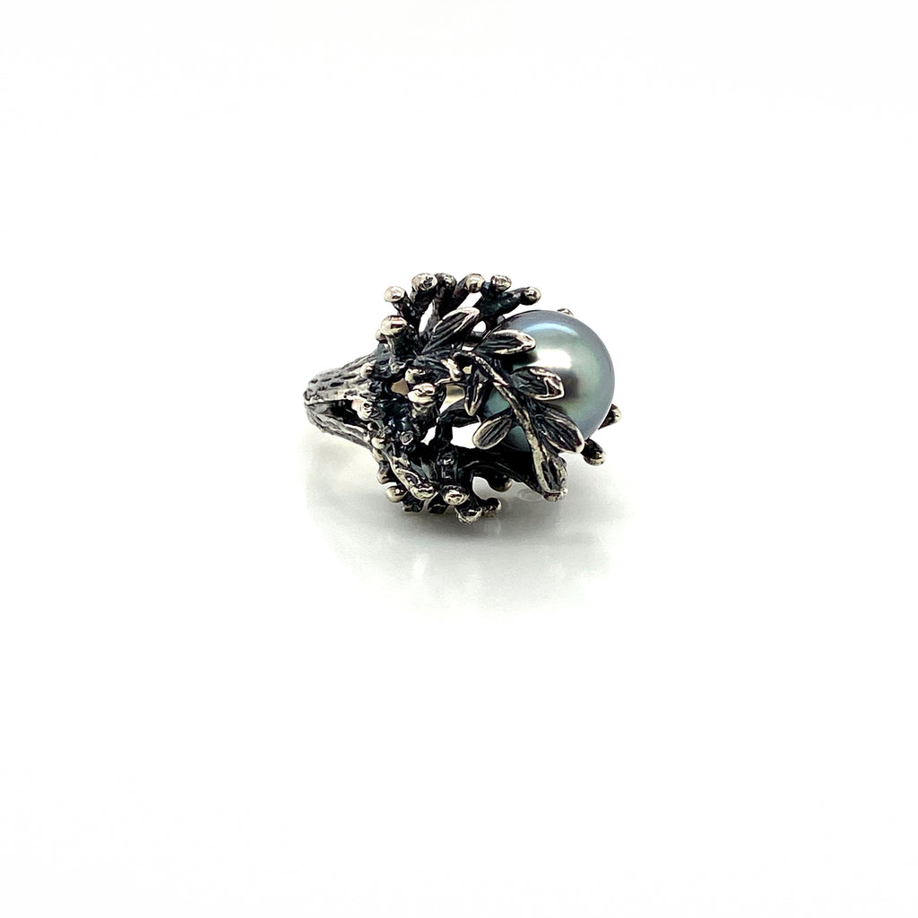 Sterling Silver Tahitian Pearl Solitaire Ring