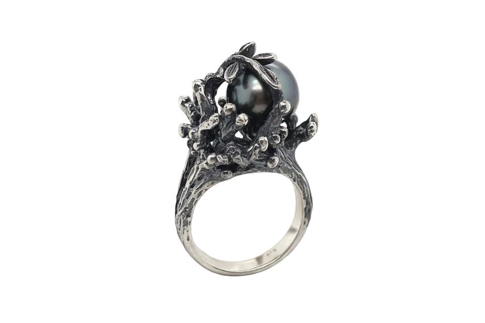 Sterling Silver Tahitian Pearl Solitaire Ring