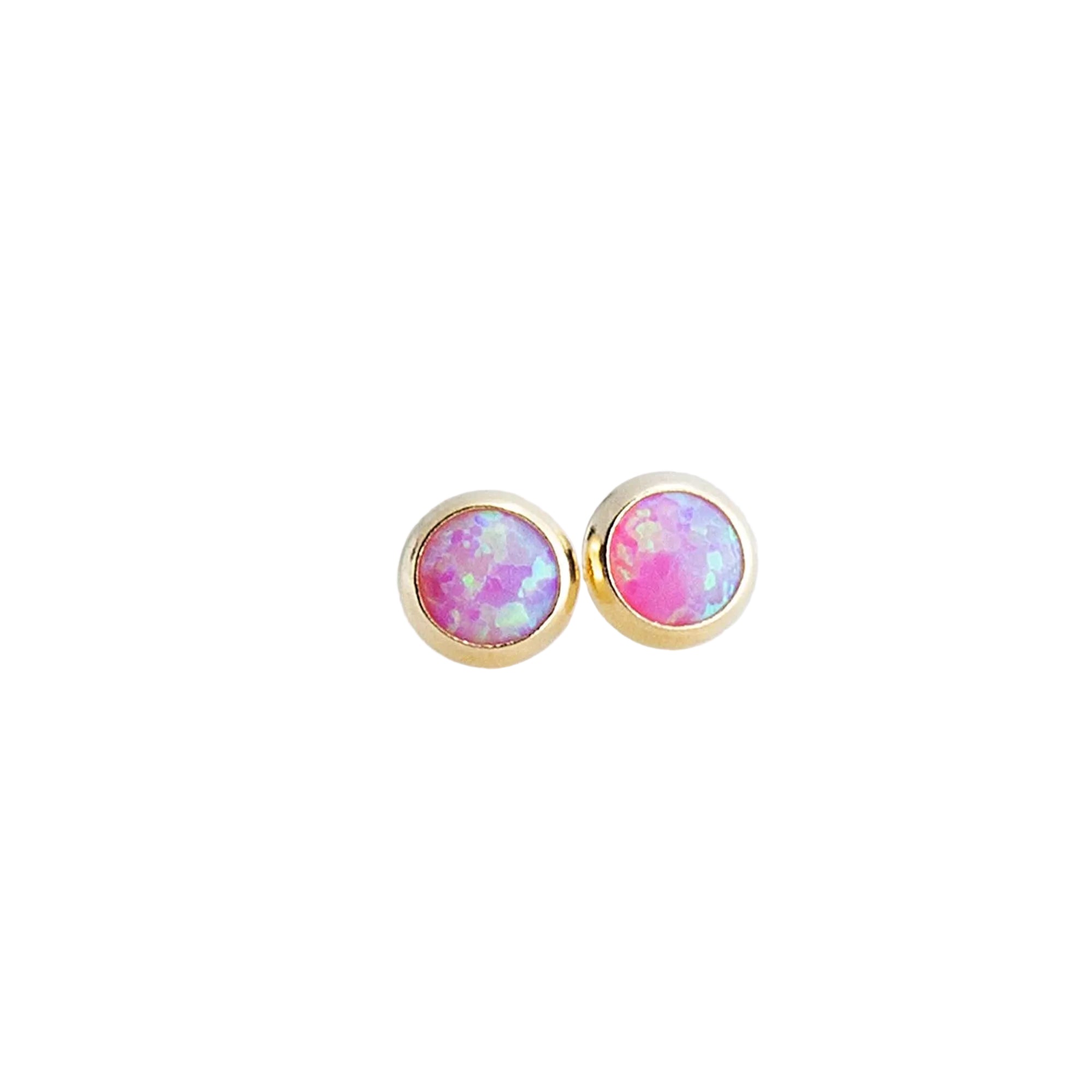 Gold-Filled Pink Opal Stud Earrings