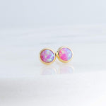 Gold Filled Stud Earrings with Pink Opal 4 mm