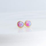 Gold Filled Stud Earrings with Pink Opal 4 mm