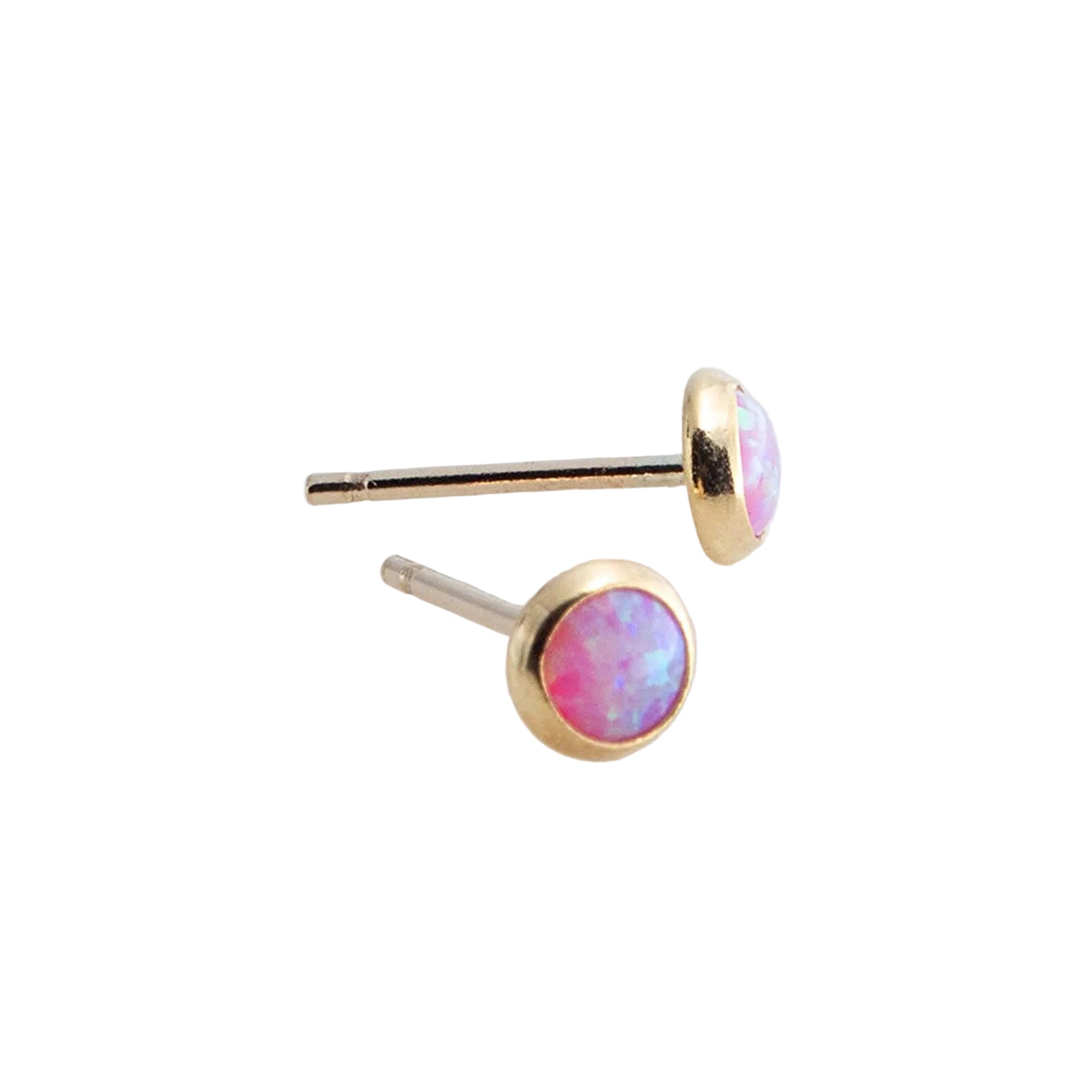 Gold-Filled Pink Opal Stud Earrings
