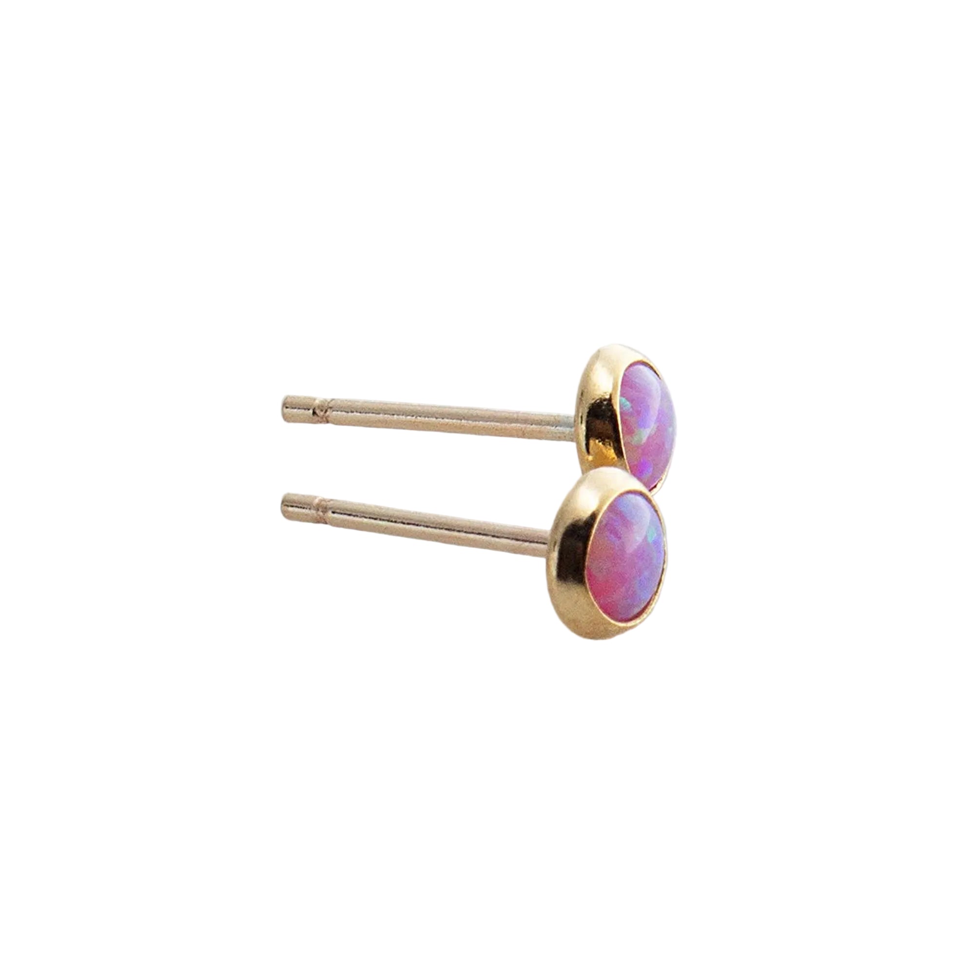 Gold-Filled Pink Opal Stud Earrings