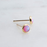 Gold Filled Stud Earrings with Pink Opal 4 mm