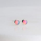 Sterling Silver Stud Earrings with Pink Opal 3 mm