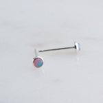 Sterling Silver Stud Earrings with Pink Opal 3 mm