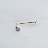 Sterling Silver Stud Earrings with Pink Opal 3 mm