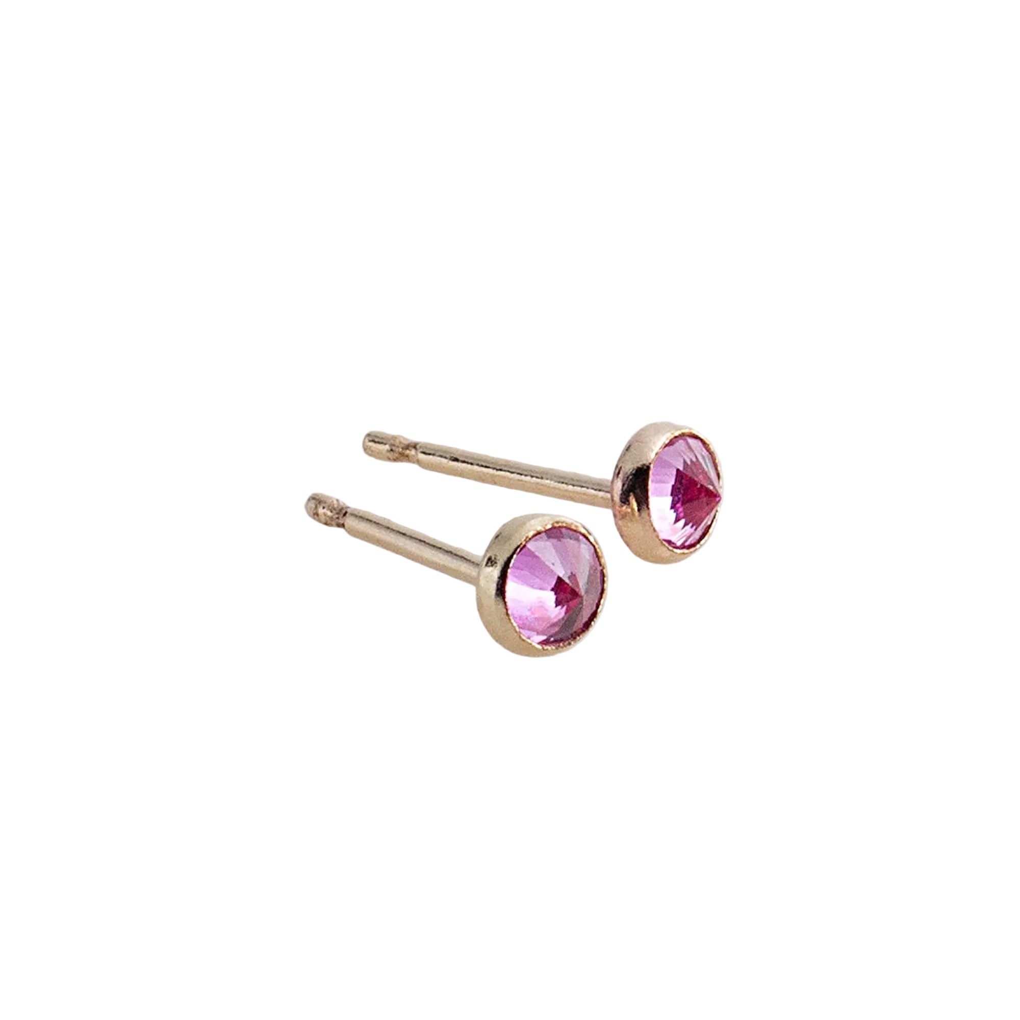 Gold-Filled Pink Tourmaline Stud Earrings