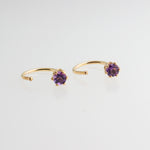 Gold Filled Hoop Earrings with Amethyst