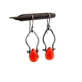 Sterling Silver Dangle Earrings with Red Quartz