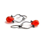 Sterling Silver Dangle Earrings with Red Quartz