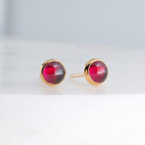 Gold Filled Stud Earrings with Red Garnet 4 mm