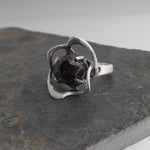 Sterling Silver Artisan Ring with Garnet