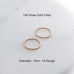 Rose Gold Filled Twisted 9 mm Hoop Earrings 18 gauge