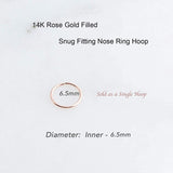 Rose Gold Filled 6.5 mm Nose Ring Hoop 22 Gauge