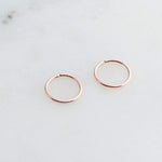 Rose Gold Filled Extra Thin Tiny 6 mm Hoop Earrings 24 gauge