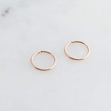 Rose Gold Filled Extra Thin Tiny 6 mm Hoop Earrings 24 gauge