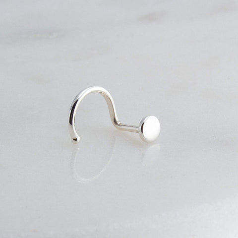 Sterling Silver Nose Screw Stud Disc 3 mm for the Right Side
