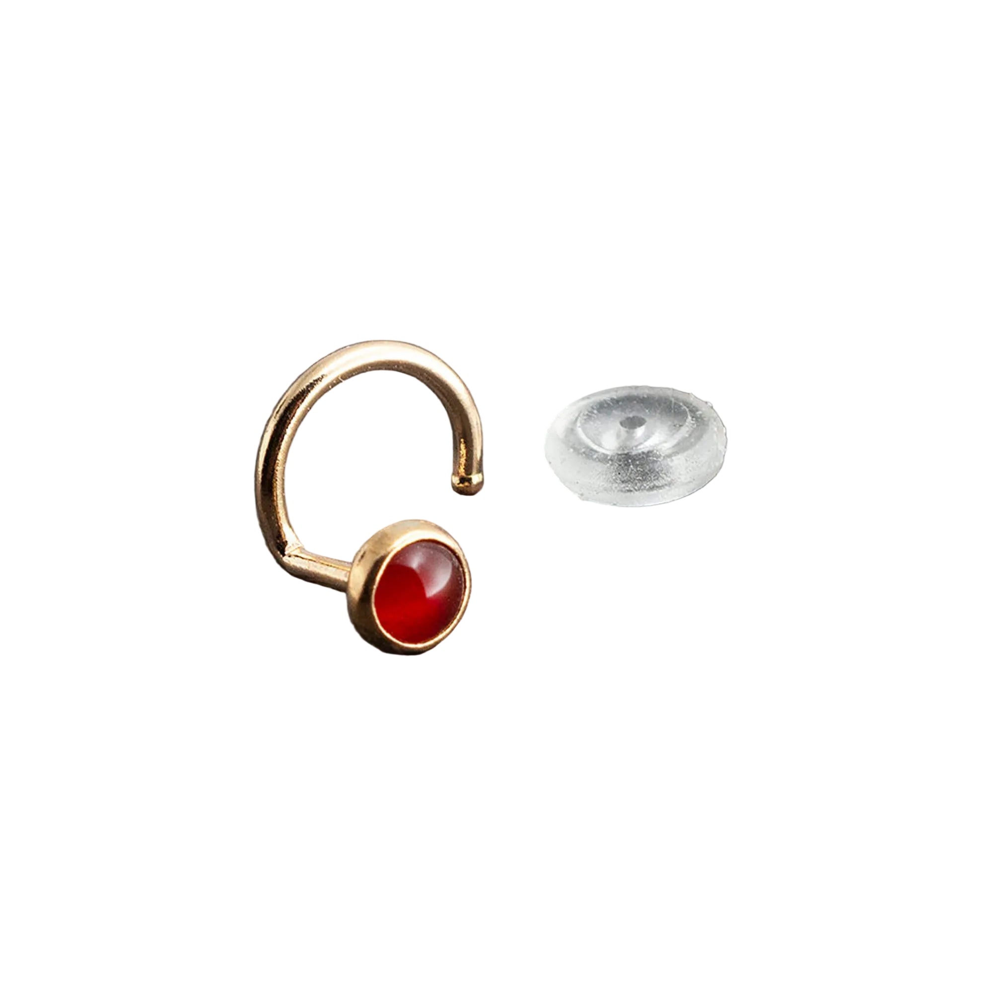 Solid Gold Carnelian Nose Screw