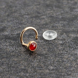 SOLID GOLD Nose Screw with Carnelian for the Left Side